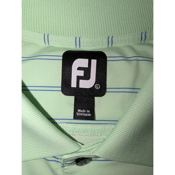 FJ FootJoy Polo Shirt Mens Size L Pale Green Striped Golf Shirt - Picture 6 of 7